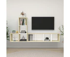 3 Piece TV Cabinet Set White and Sonoma Oak Engineered Wood