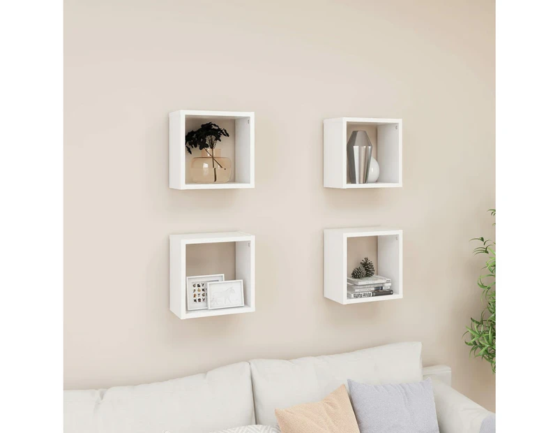 Wall Cube Shelves 4 pcs White 26x15x26 cm