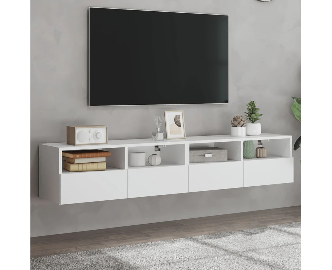 TV Wall Cabinets 2 pcs White 80x30x30 cm Engineered Wood