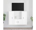 3 Piece TV Cabinet Set High Gloss White Engineered Wood