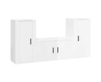 3 Piece TV Cabinet Set High Gloss White Engineered Wood