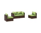 4 Piece Garden Lounge Set with Cushions Poly Rattan Brown