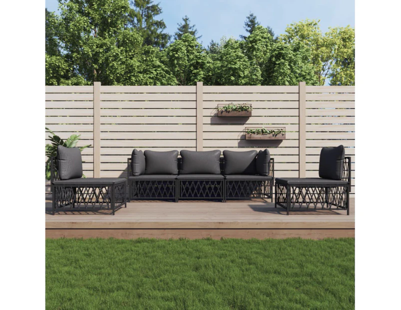 5 Piece Garden Lounge Set with Cushions Anthracite Steel