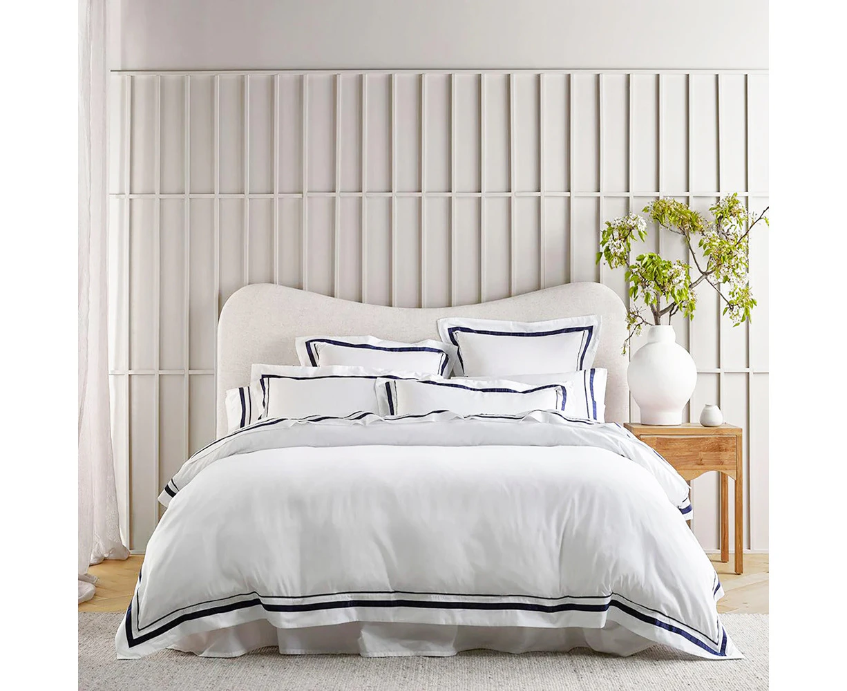 Renee Taylor Cloud 1000TC Egyptian Cotton Euro Pillowcase 65cm White/Navy