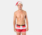 Mitch Dowd Men's Santa Pants Cotton Trunks & Santa Hat - Red