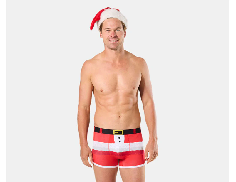 Mitch Dowd Men's Santa Pants Cotton Trunks & Santa Hat - Red