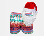 Mitch Dowd Men's Ugly Ho Ho Ho Satin Boxer Shorts & Santa Hat - Multi