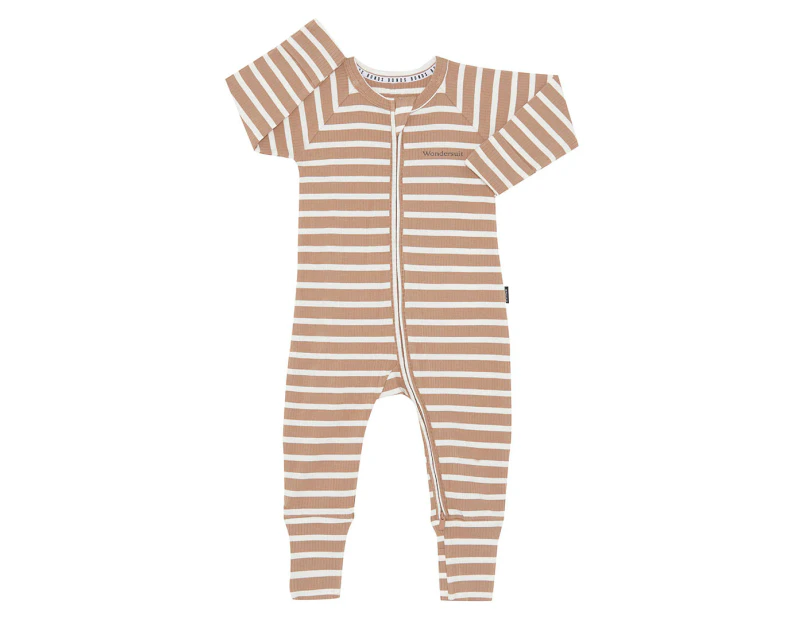 Bonds Baby Wide Needle Rib Zippy Suit - Almond Latte/Mascarpone