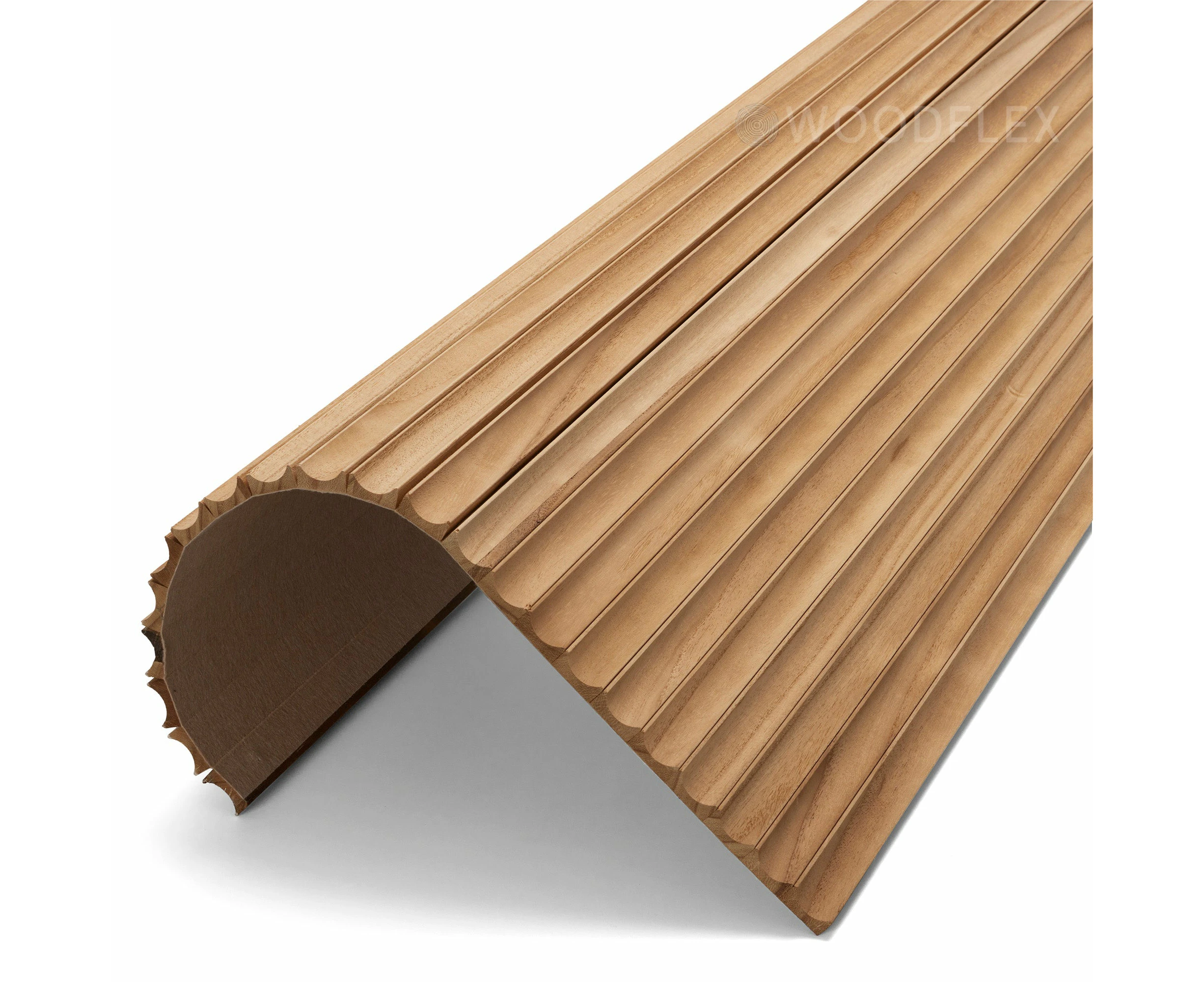 WOODFLEX Flexible Solid Paulownia Wood Slat Wall Panel - 2400mm x 595mm - Wave