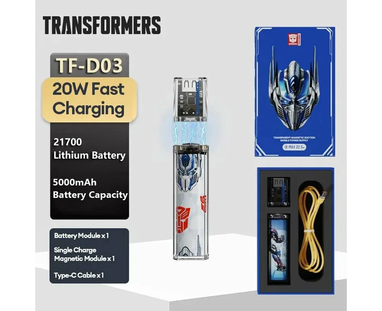 Transformers TF-D03 Removable Battery Charger Magnetic Power Bank 5000mAh - Blue