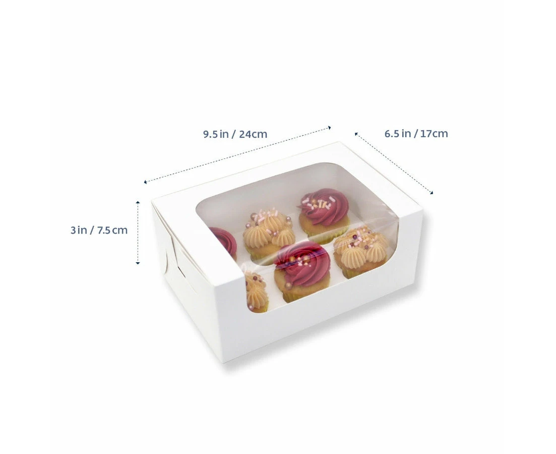 6 Holds White Mini Cupcake Box with Insert (6.75x4.5x3in)