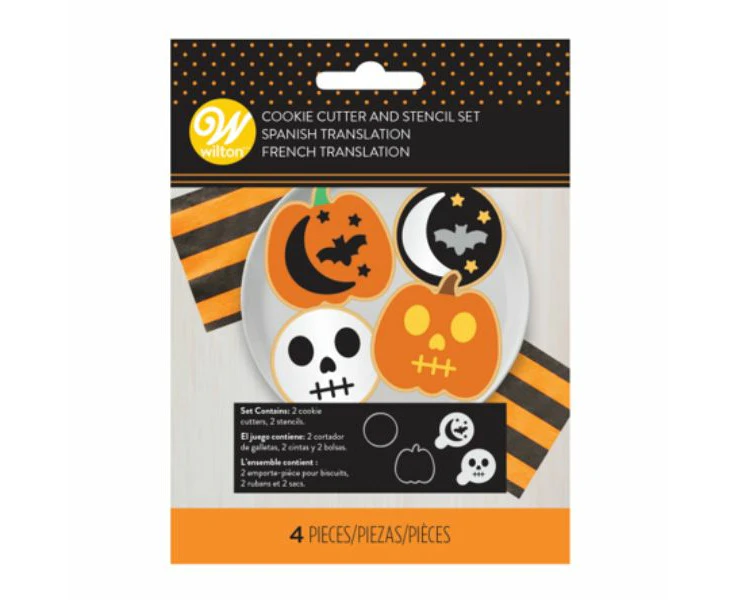 Halloween Pumpkin and Circle 4pc Cookie Cutter and Stencil Set