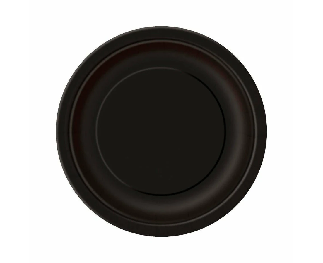 Midnight Black Round Paper Plates 23cm 8pk