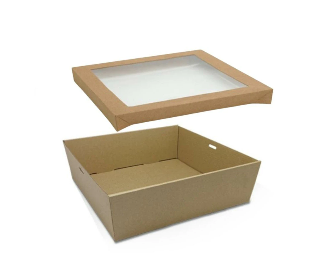 Medium Brown Square Grazing Box with Window Lid 250x250x80mm