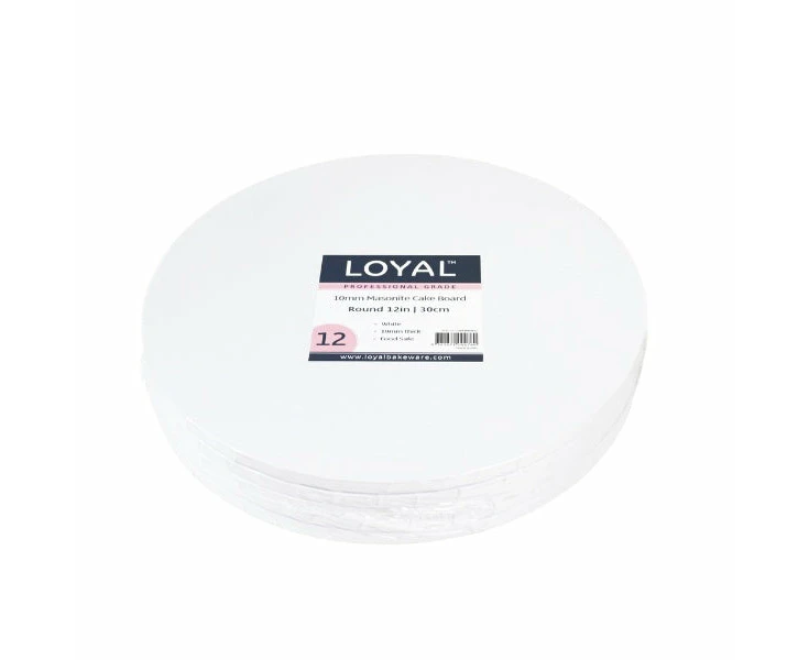 12in Round 10mm Masonite Cake Board - White