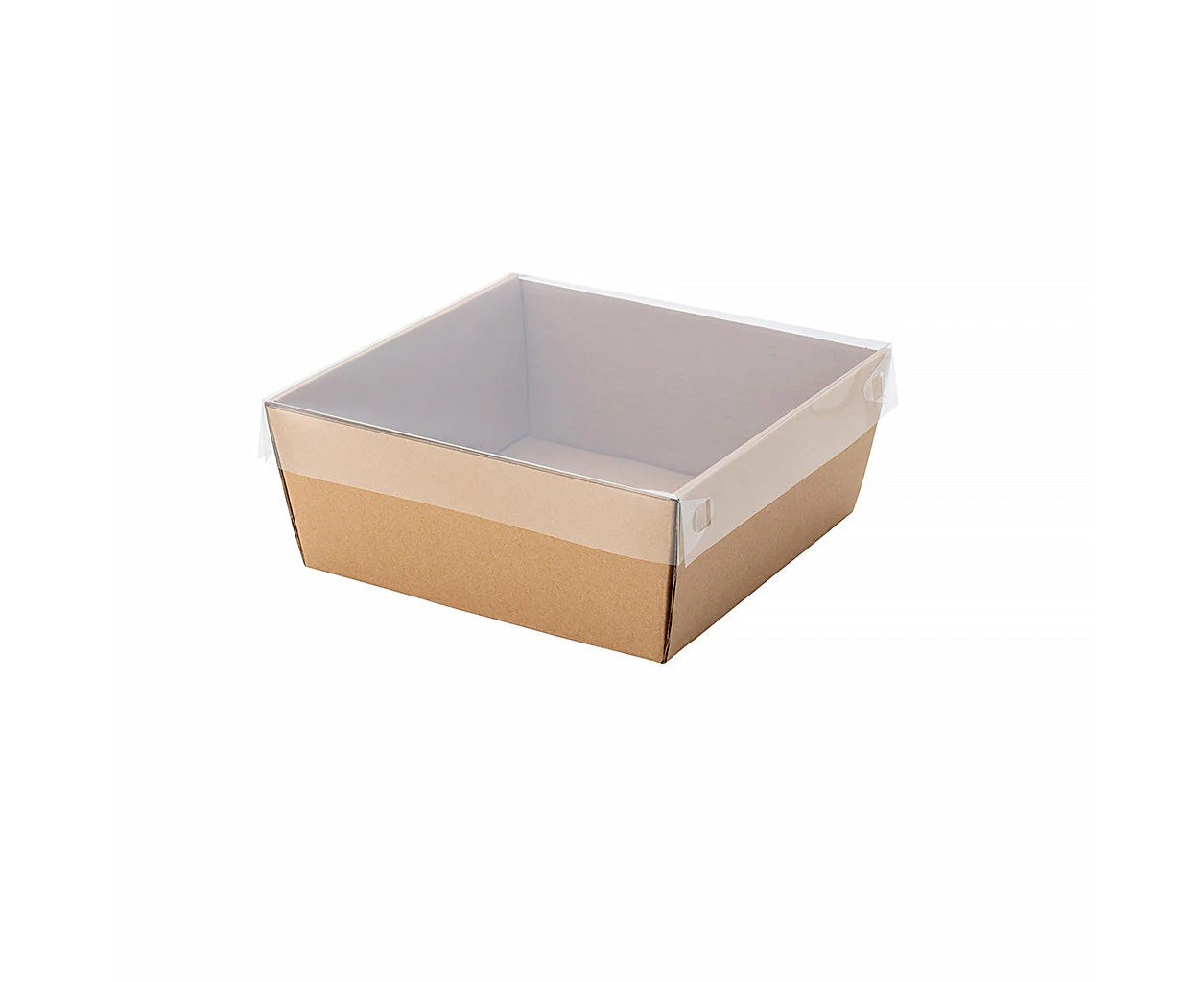 Small Brown Square Grazing Box with Clear PET Lid 180x180x80mm