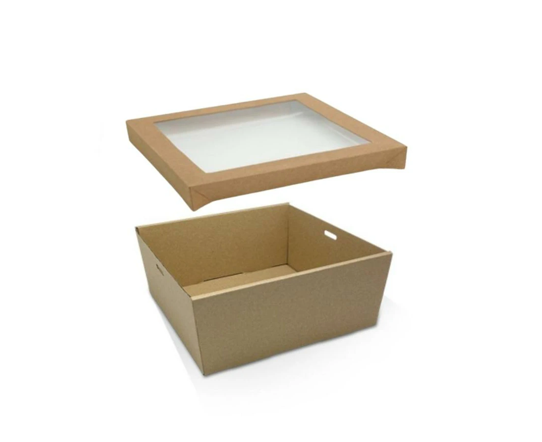 Small Brown Square Grazing Box with Window Lid 180x180x80mm