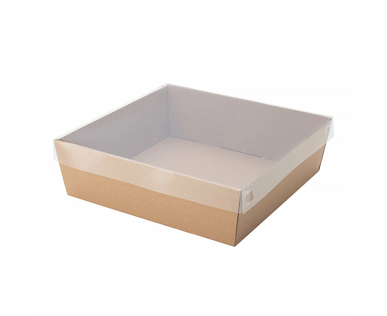 Medium Brown Square Grazing Box with Clear PET Lid 250x250x80mm