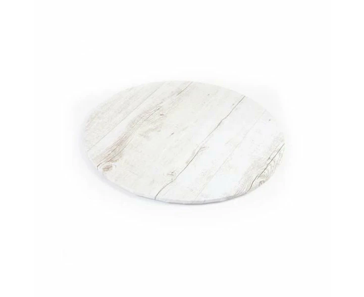 8in Round White Wood Grain Cake Board