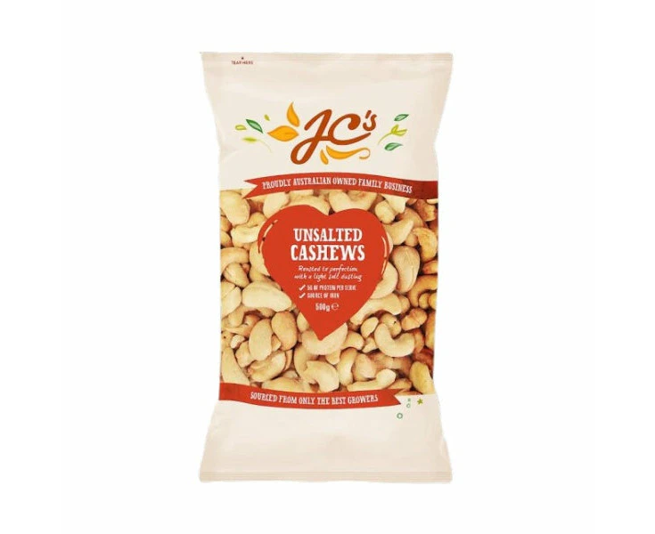 DATED SPECIAL JC's Premium Unsalted Cashews 500g (BB Dec 2024)