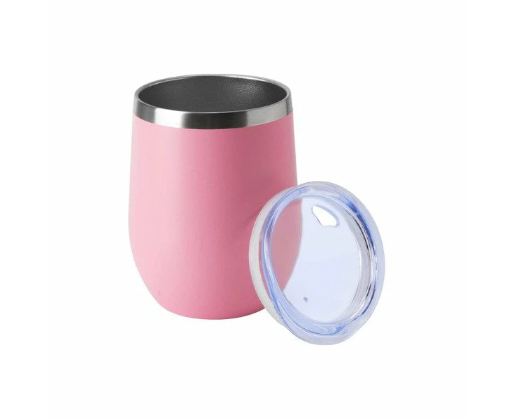 Stainless Steel Stemless Wine Tumbler with Lid 12oz - Pink