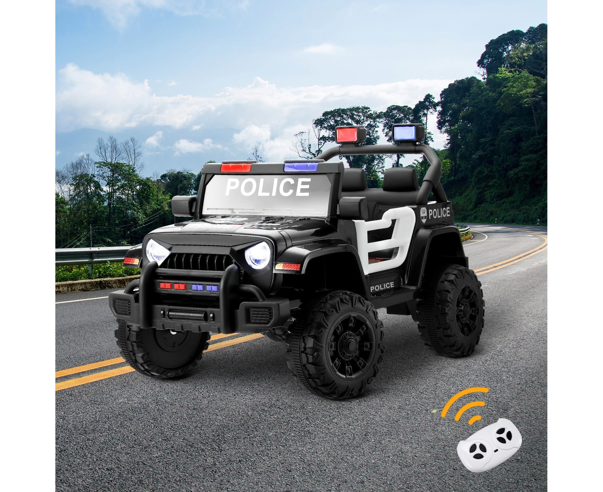 Mazam Kids Ride On Car Police Jeep 12V Electric Toy Remote Control Battery Cars