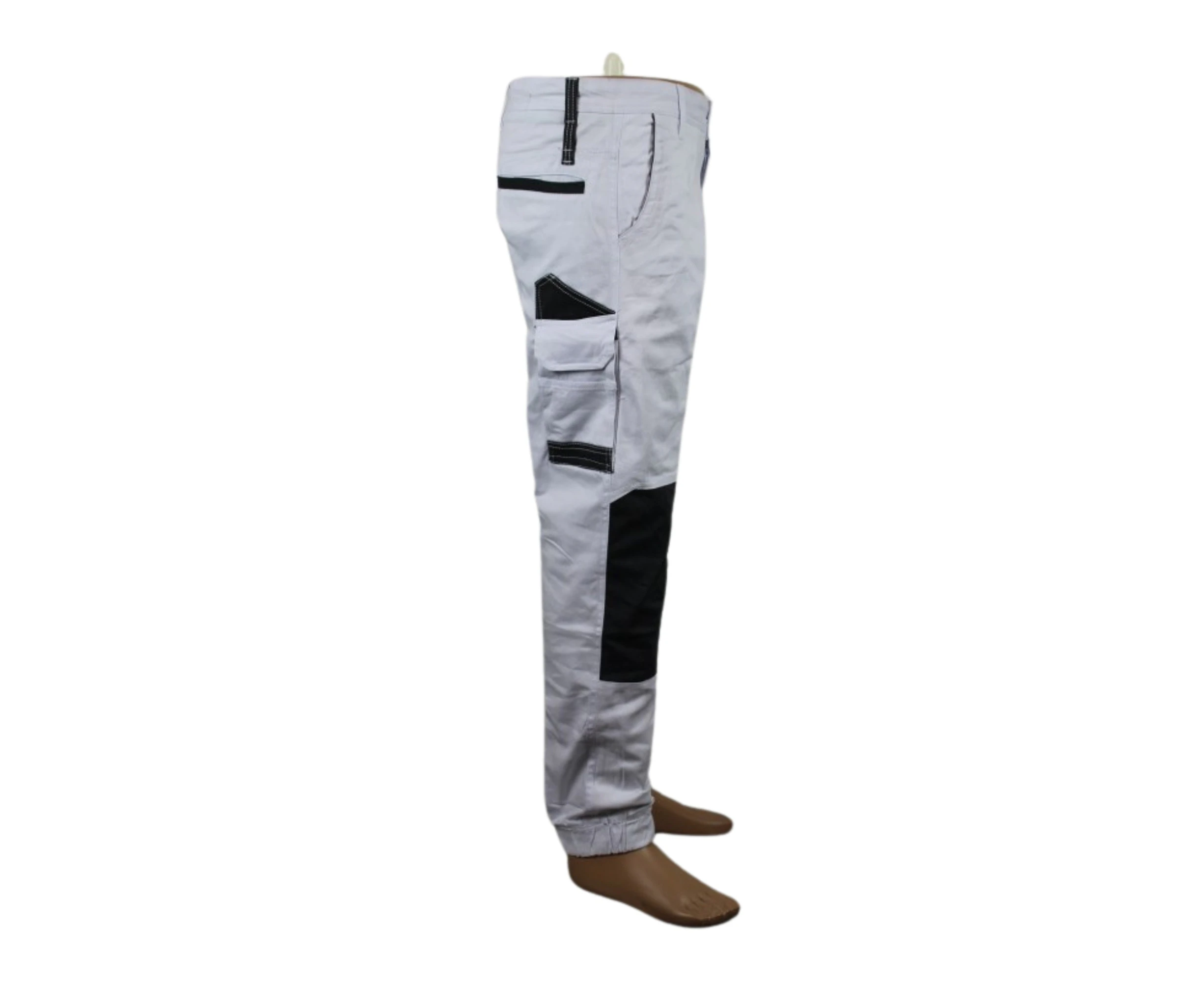 Men Slim Cut 95%cotton 5%elastane Stretch Fabric Work Pant, Work cargo pants-White