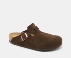 Birkenstock Unisex Boston Suede Leather Soft Footbed Regular Fit Clogs - Mocha