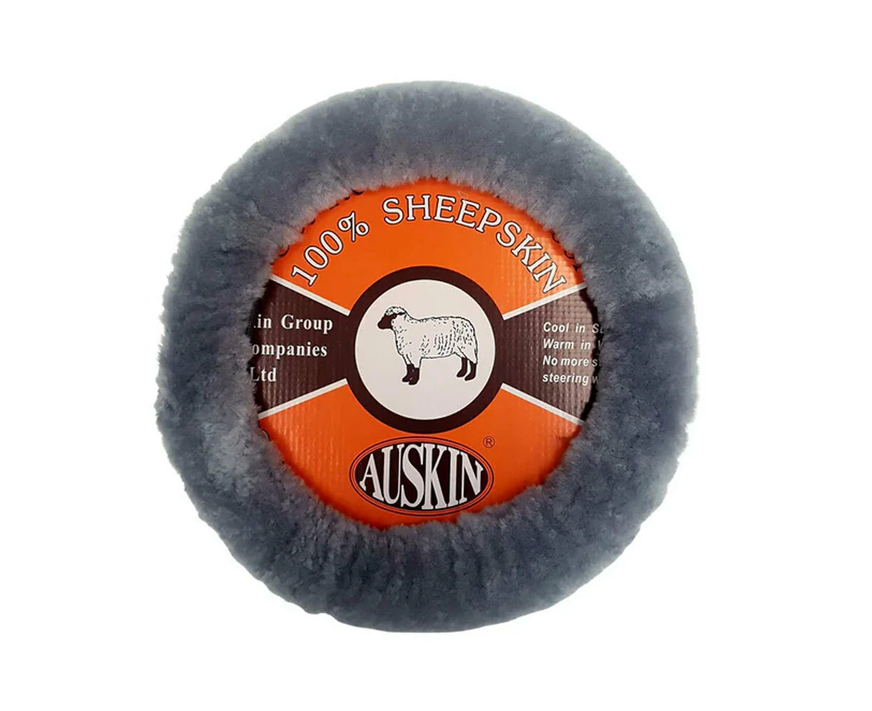 Auskin Sheepskin Car/Autotive Universal Soft Steering Wheel Cover Charcoal