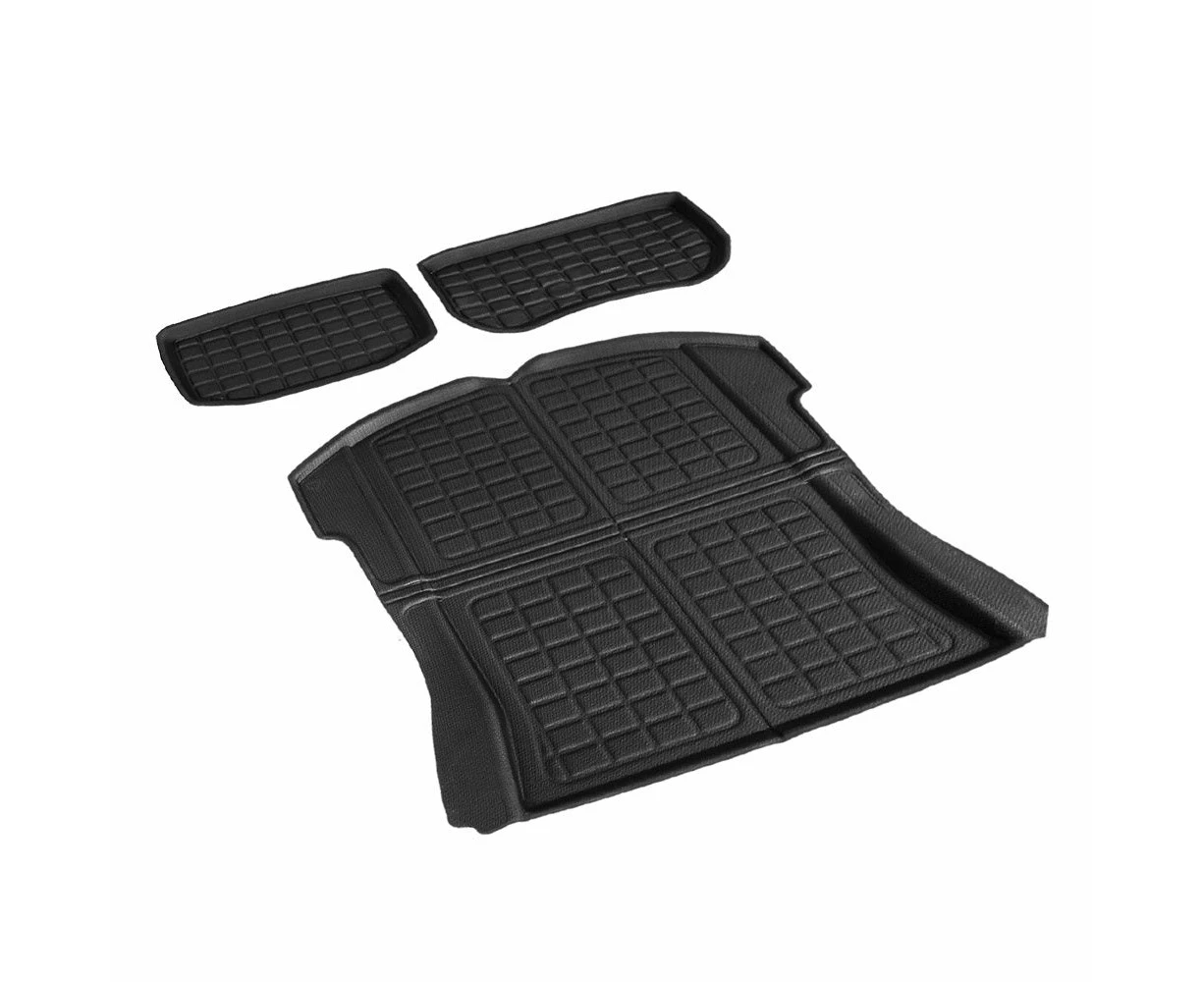 3PCS Car Rear Front Cargo Trunk Toolbox Luggage Rubber Mats for Tesla Model 3 2021-2022