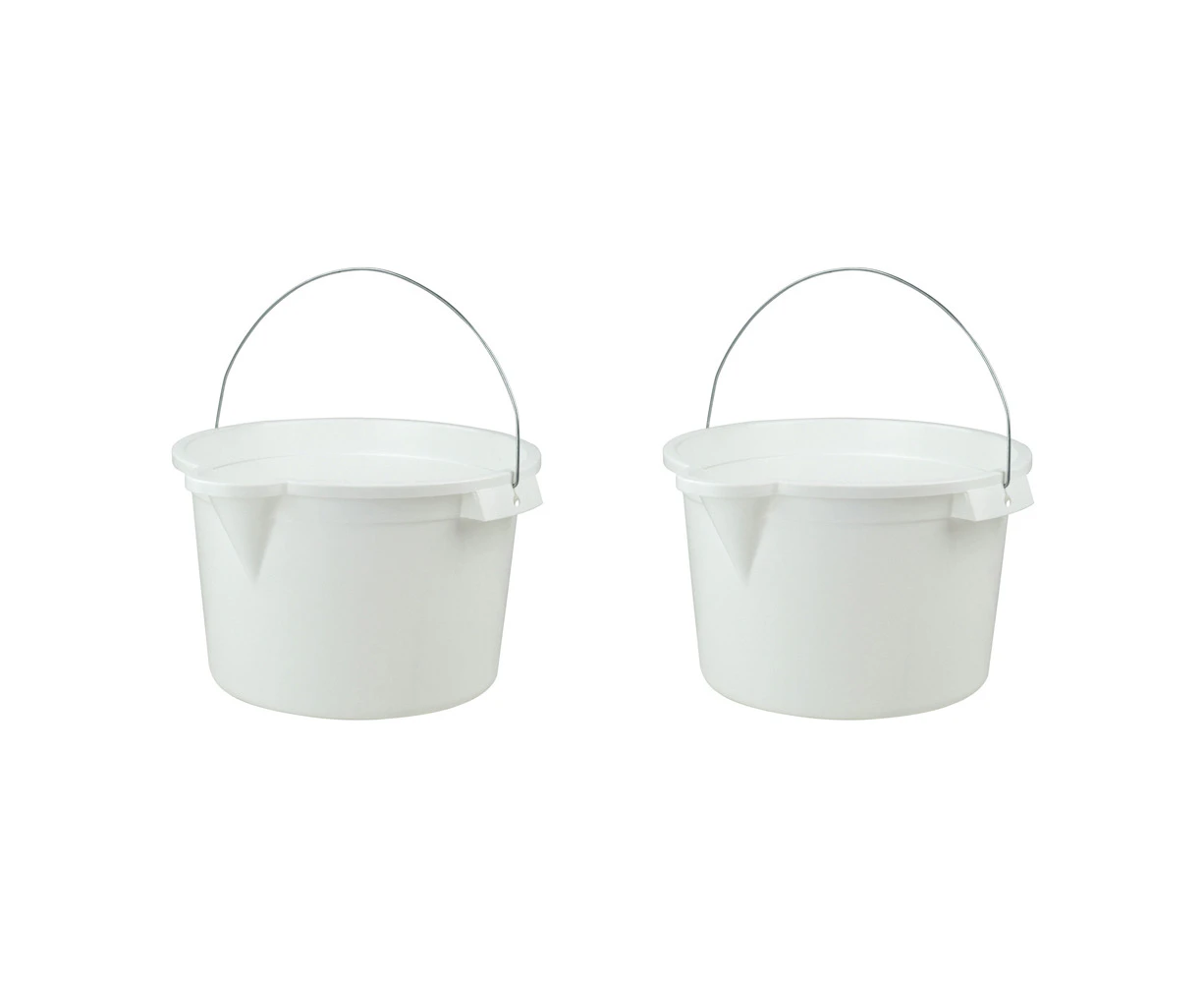 2x Home Leisure Bucket W/Lip MetalHdl 15L Whit Laundry Cleaning Organisation