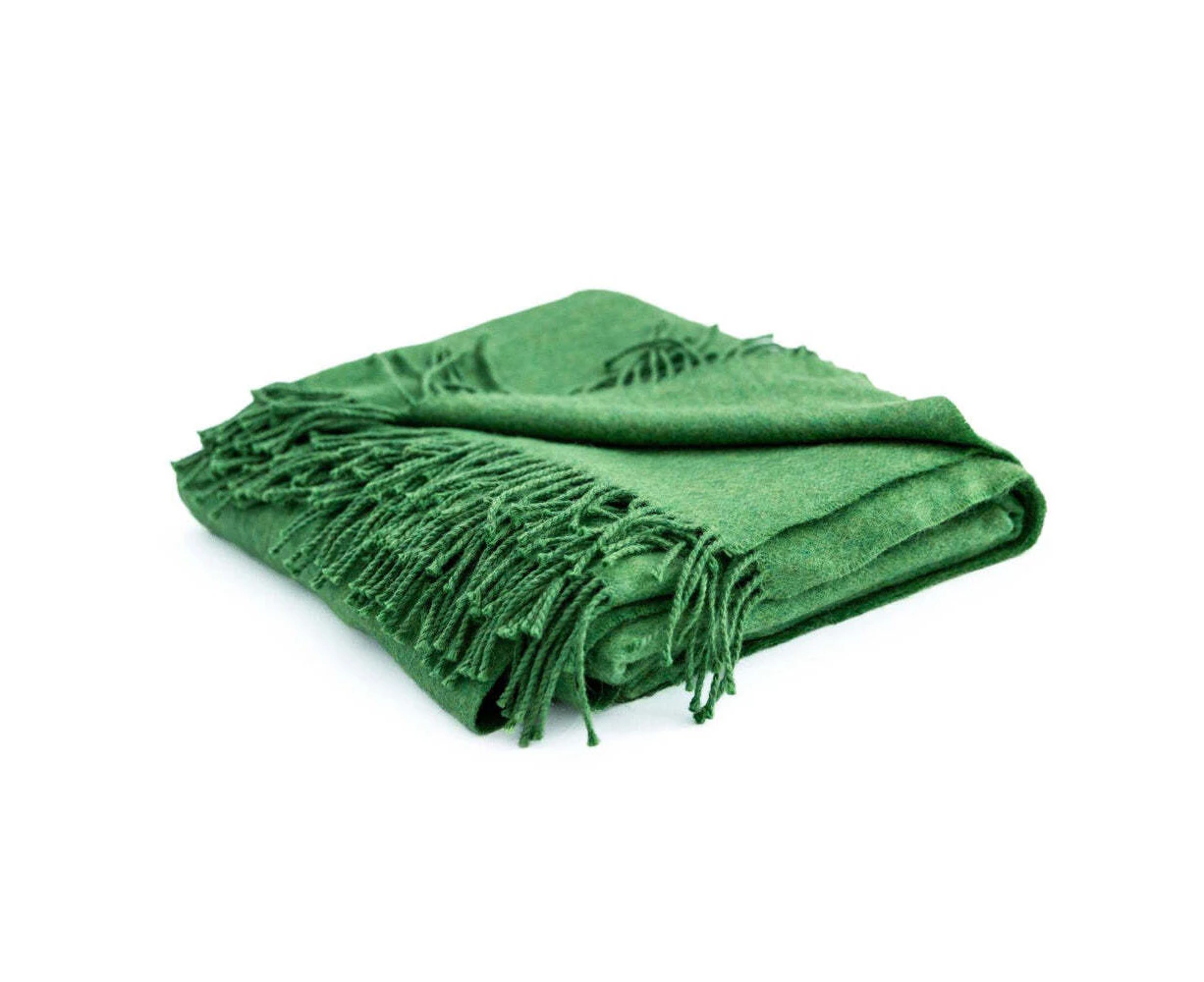 Auskin Alpaca Throw Home Sofa/Bed Decorative Blanket 145x185cm Green Melange