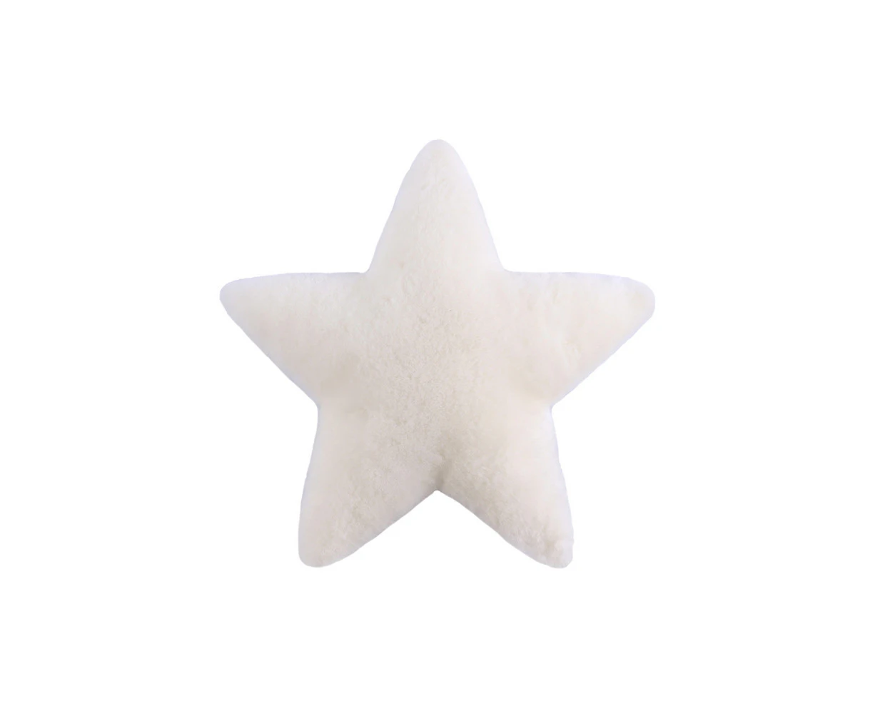 Auskin Sheepskin Star Cushion Kids/Children Room Decorative Pillow 45cm White