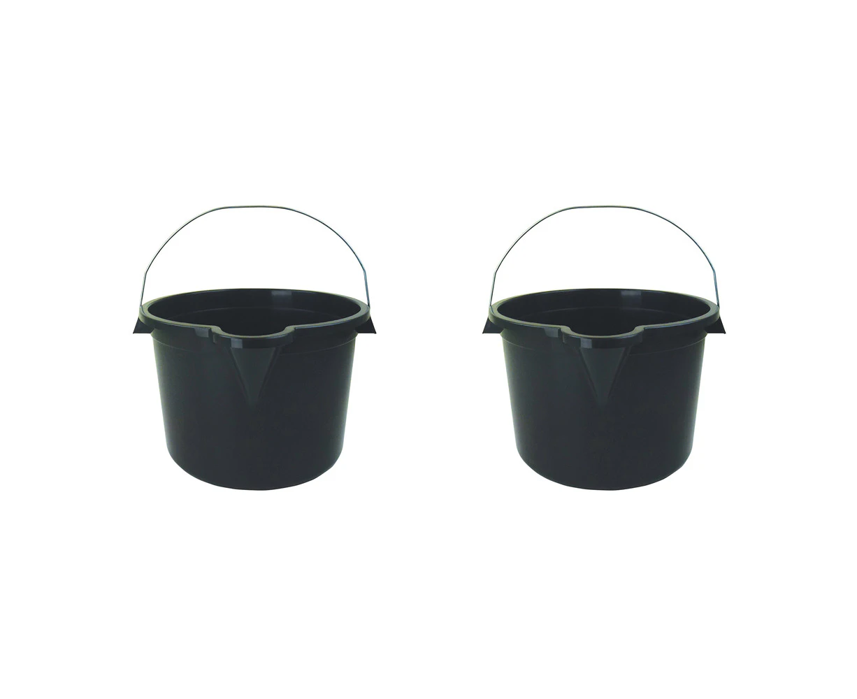 2x Home Leisure Bucket W/Lip Metal Hdl 15LChar Laundry Cleaning Organisation