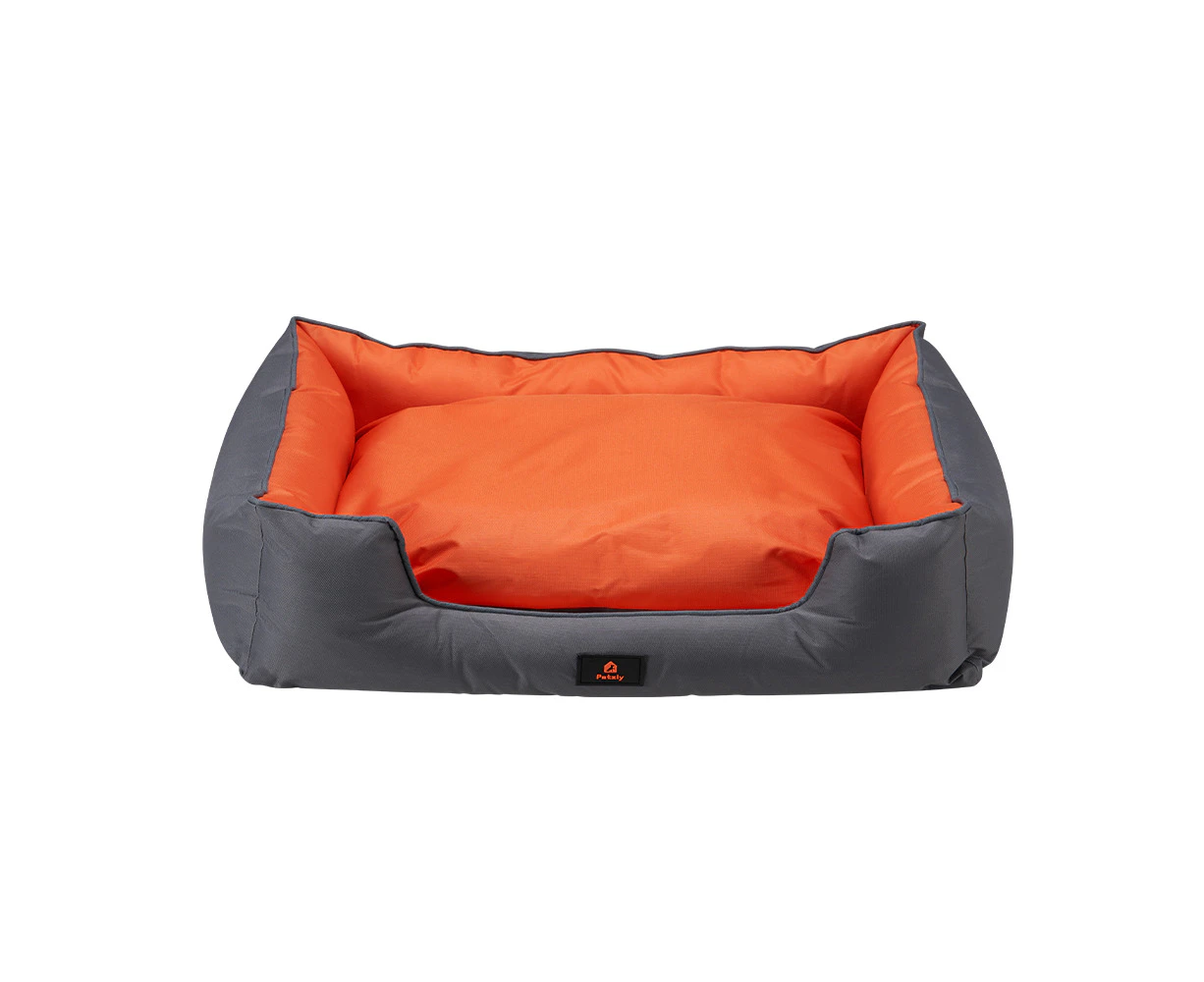 Petzly Waterproof Pet Dog Bed Sofa Orthopaedic Removable Grey&Orange XXX Large