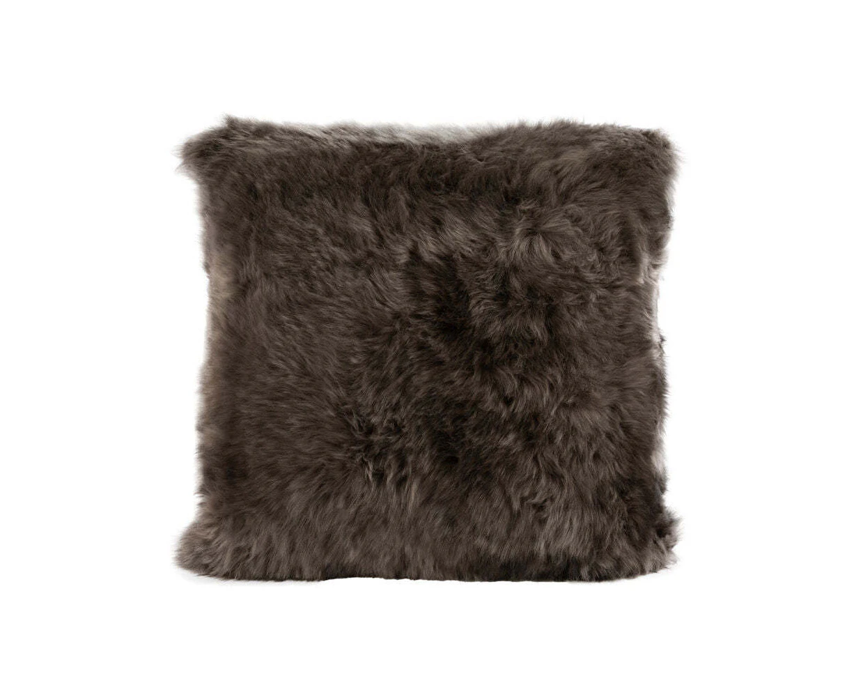 Auskin The Gulgong Sheepskin Cushion/Pillow Cover Sqr Pillowcase 40cm Pewter