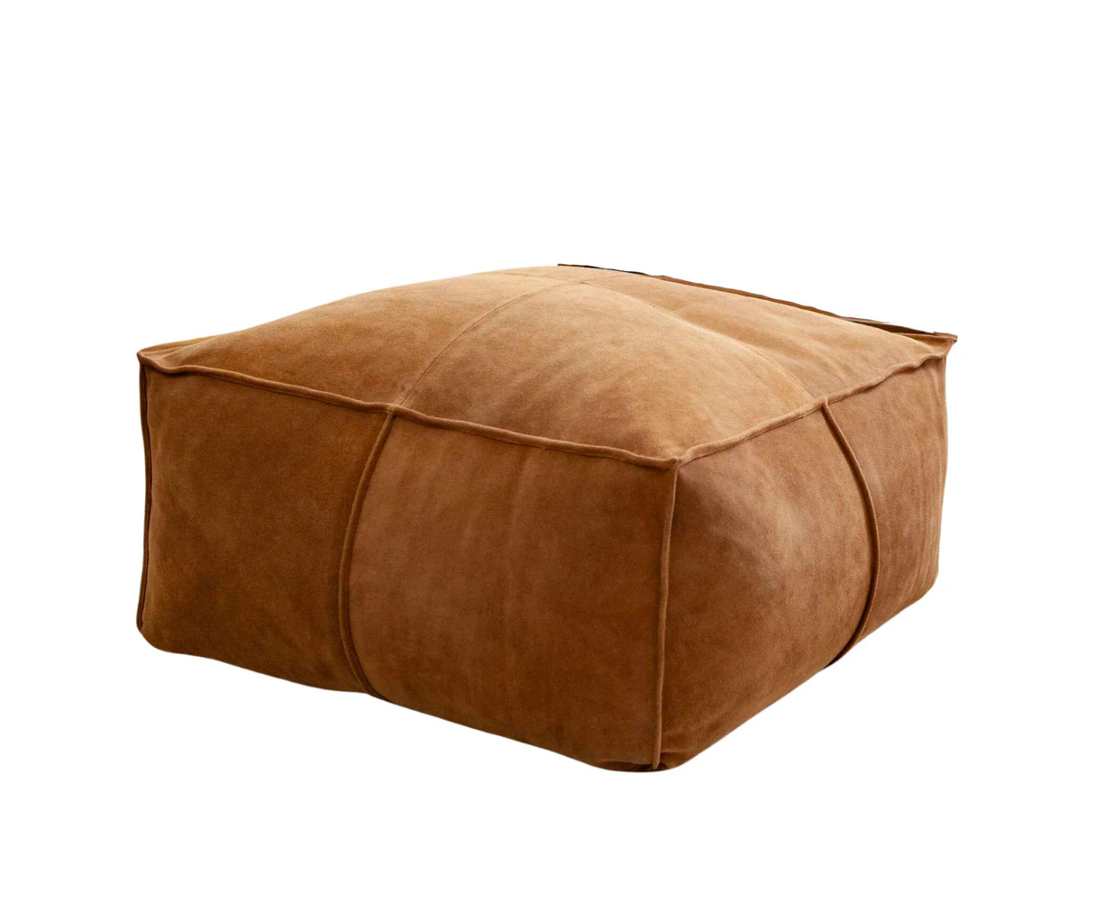 Auskin The Willow Filled Ottoman Seat/Chair/Footstool Square 60x60cm Camel