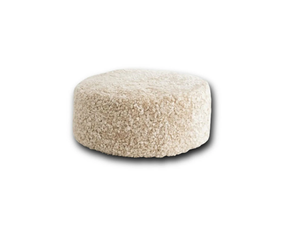 Huxford Grove The Jamieson Sheepskin Ottoman Pouffe w/ Zipper 50cm Eggshell