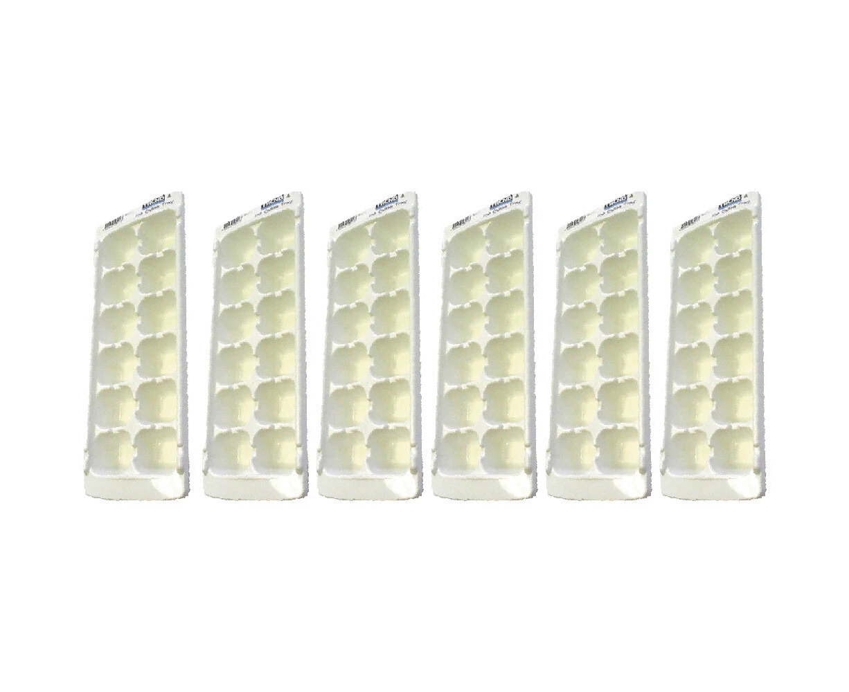 6x Homeleisure Plastic 12-Ice Cube Tray/Moulder Freezer Tray Mold Maker White