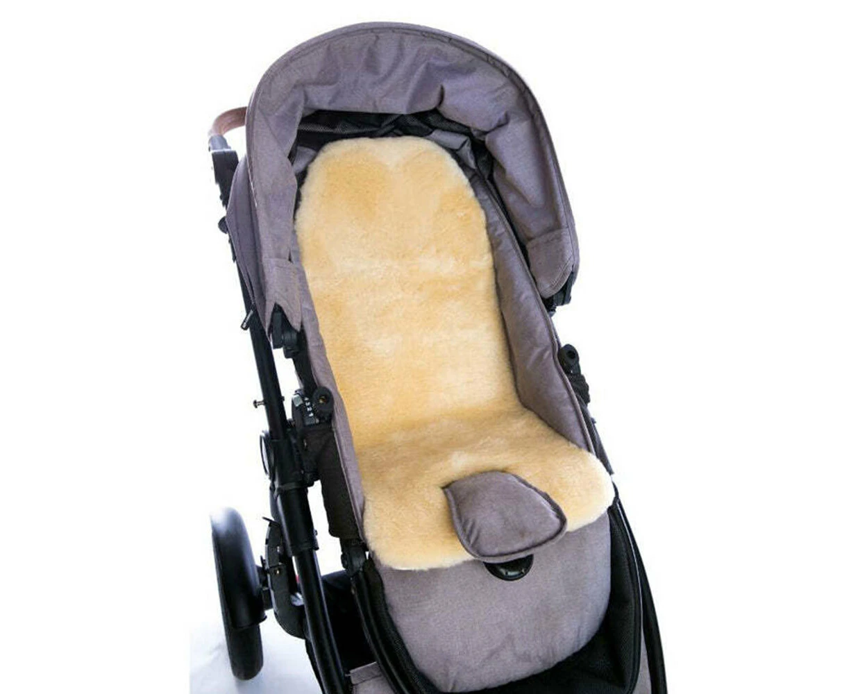 Auskin Tykes Sheepskin Pram Liner Baby Stroller Seat Padding 70x30cm Coir