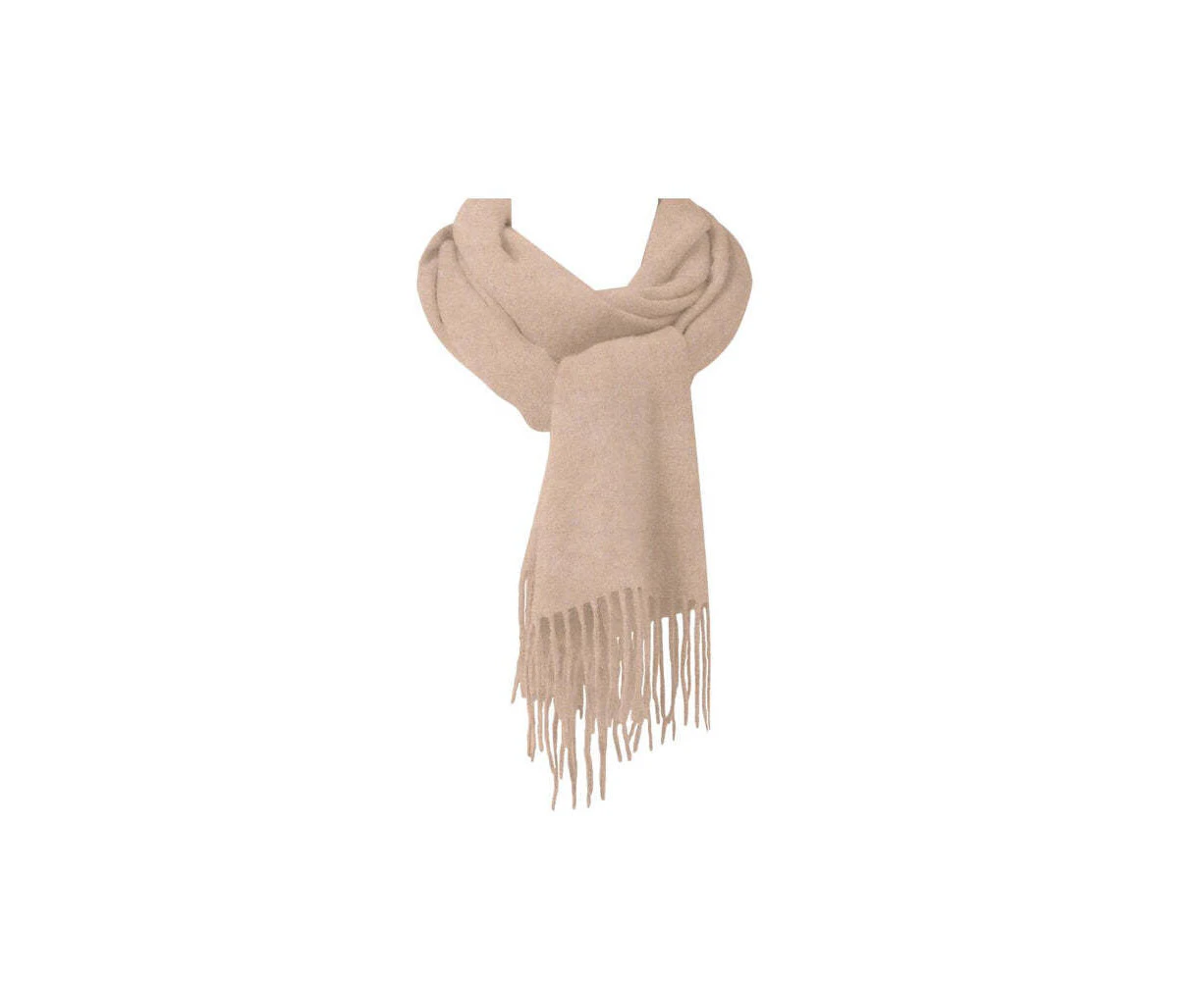 Auskin Alpaca Wool Scarf Stylish Neck Warmer Wrap w/ Fringe 40x190cm Beige