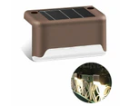 4 Pcs LED Solar Powered Fence Wall Lights Step Path Decking Garden - Color Light 4PCS  (Brown)