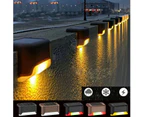 4 Pcs LED Solar Powered Fence Wall Lights Step Path Decking Garden - Color Light 4PCS  (Brown)