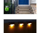 4 Pcs LED Solar Powered Fence Wall Lights Step Path Decking Garden - Color Light 4PCS  (Brown)