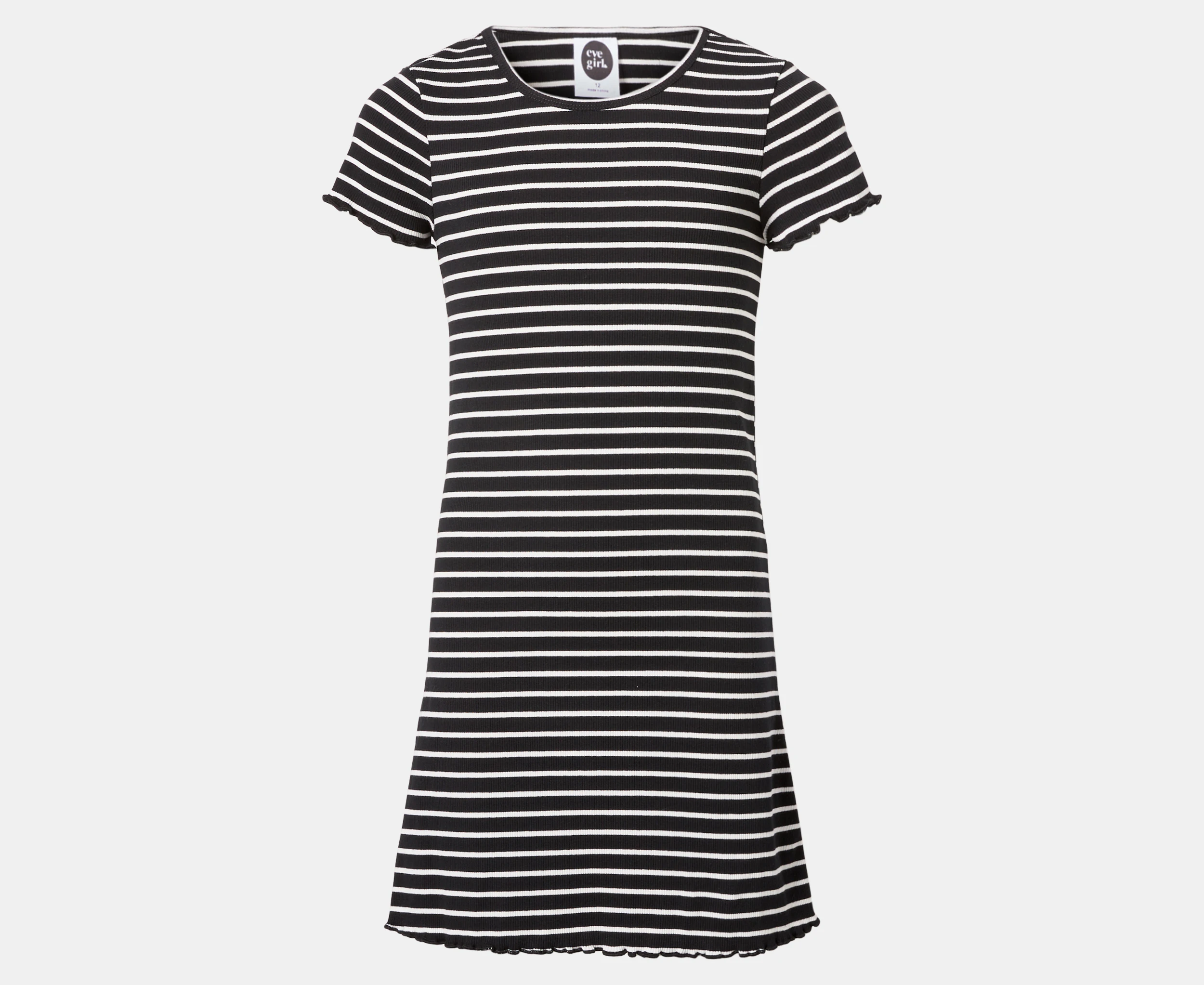 Eve Girl Youth Girls' Stripe Rib Dress - Black/White