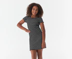 Eve Girl Youth Girls' Stripe Rib Dress - Black/White