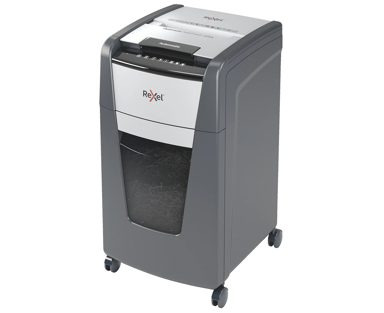 Rexel Optimum Auto+ Feed 60L 225X Office Document/Paper Shredder P-4 Cross Cut