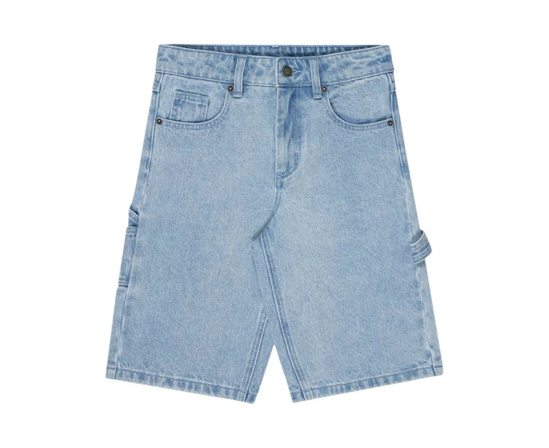 Santa Cruz Youth Shorts Screaming Wave Patch Carpenter Denim Light Indigo