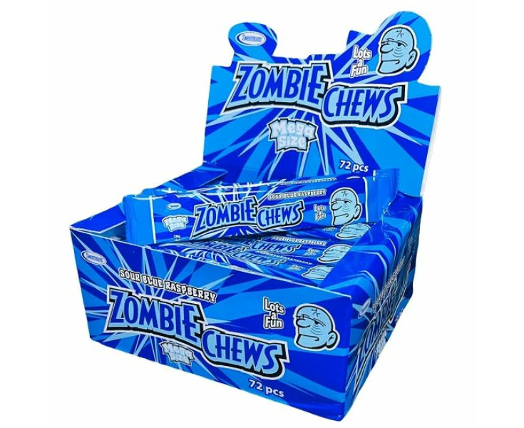 72pk Blue Raspberry Flavour Zombie Chews 28g