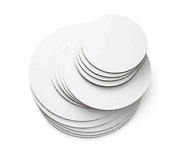 BULK 50pk 5in Round Compressed 2.5mm Cake Board - White